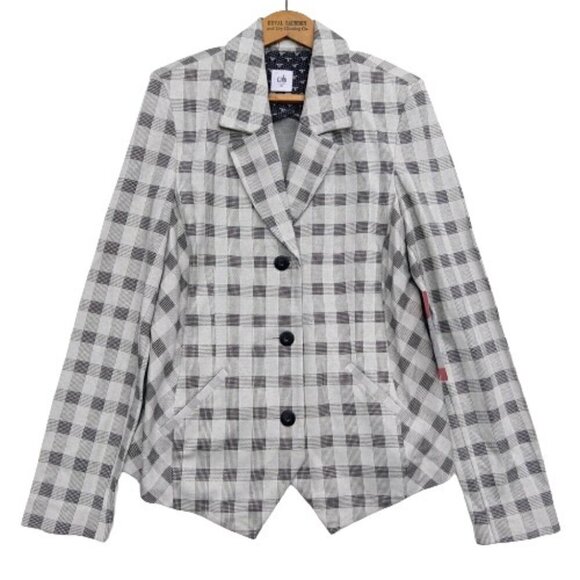 Cabi Valentina Blazer Size 10 NWT 5292 Plaid Button Checked Jacket Gray Knit - Picture 3 of 10